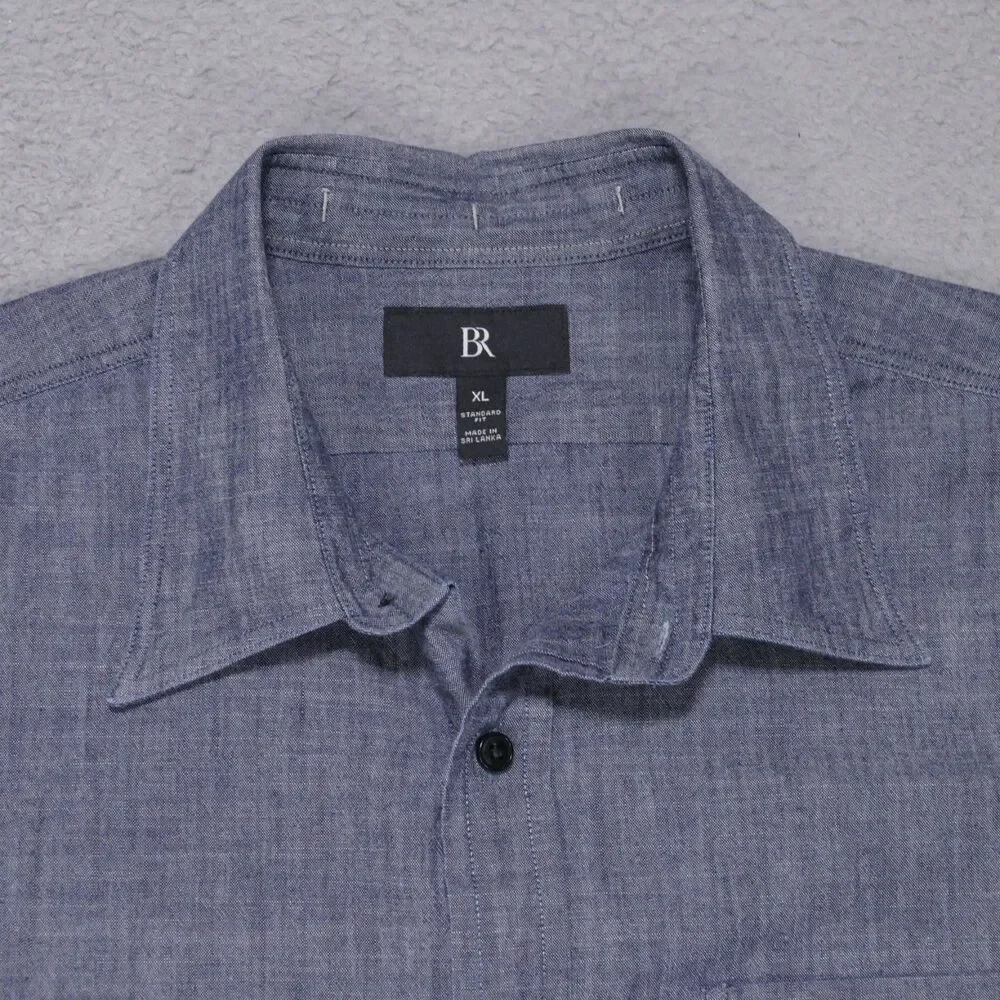 Banana Republic Standard Fit Shirt Mens XL Dark Blue Long Sleeve Chambray
